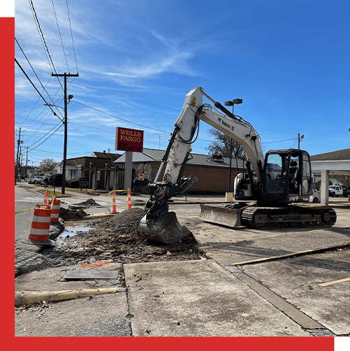 Removing concrete and refinish hazardous using excavators